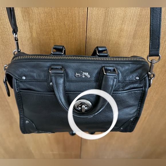 Coach Rhyder Black Leather Small Satchel Crossbody Turnlock Bag w/ Strap 33690 - Picture 15 of 16